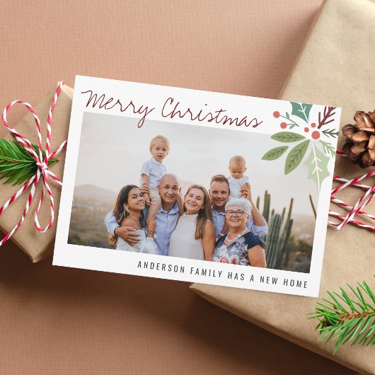 フォトホリデーベリーリーフのクリスマスムービング 案内状