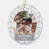 フォトホリデーモダンズクリスマス セラミックオーナメント (左)