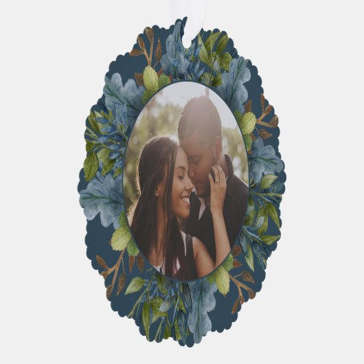 フォトホリデーリースパーソナライズされたクリスマス オーナメントカード (右)