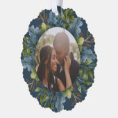 フォトホリデーリースパーソナライズされたクリスマス オーナメントカード (左)