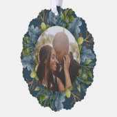 フォトホリデーリースパーソナライズされたクリスマス オーナメントカード (左)