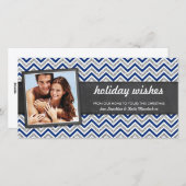 フォトホリデーレトロシェブロンシルバーグリッターネイビー シーズンカード (正面/裏面)