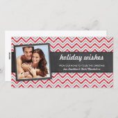 フォトホリデーレトロシェブロン赤グリッターグレー シーズンカード (正面/裏面)