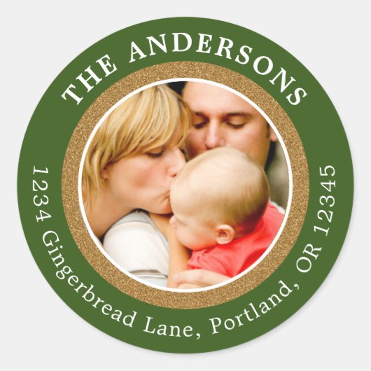 フォトホリデー住所 シールラウンドグリッター ラウンドシール (正面)