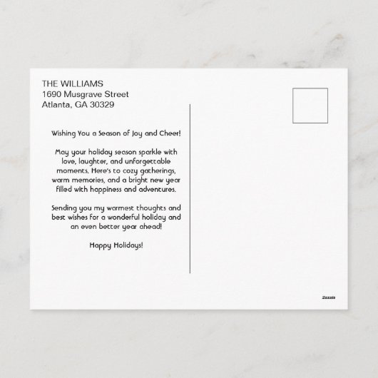 フォトホリデー：クリスマスと新年の挨拶 シーズンポストカード (裏面)