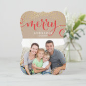 フォトホリメリーデイ金ゴールドスタイリッシュ紙吹雪クラフト シーズンカード (スタンド正面)