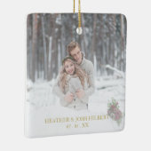 フォトホリーが最初のクリスマスに枝結婚したを飾る セラミックオーナメント (右)