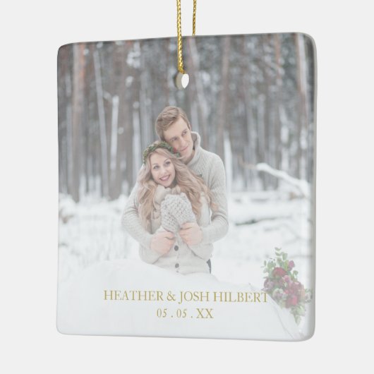 フォトホリーが最初のクリスマスに枝結婚したを飾る セラミックオーナメント (左)