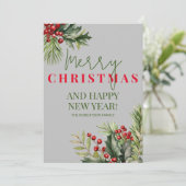 フォトホリーパインレッドベリーグレークリスマスカード 招待状 (スタンド正面)