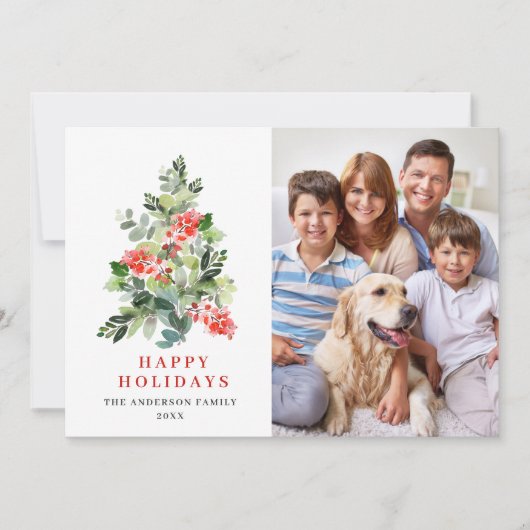 フォトホリーベリークリスマスツリーの挨拶 シーズンカード (正面)