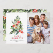 フォトホリーベリークリスマスツリーの挨拶 シーズンカード (正面/裏面)