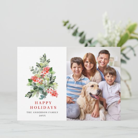 フォトホリーベリークリスマスツリーの挨拶 シーズンカード (スタンド正面)