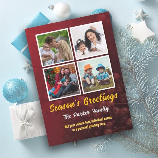 フォトホリーベリーレッドインスタグラムクリスマスカード シーズンカード