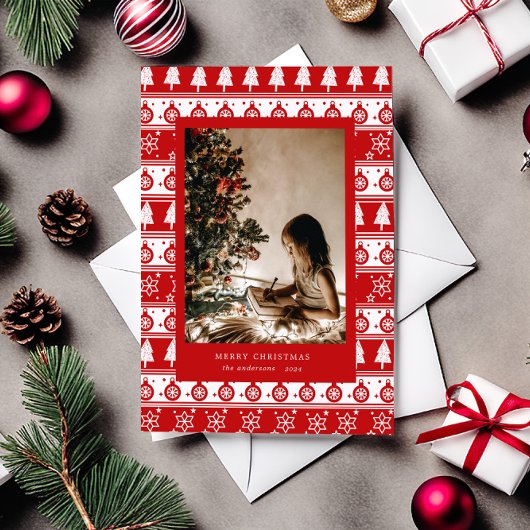 フォトホリ赤と白クラシカルデーカード シーズンカード