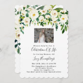 フォトホワイトウォーター色の花のお祝いの生活 招待状 (正面/裏面)