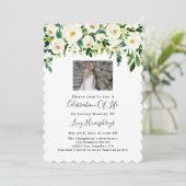 フォトホワイトウォーター色の花のお祝いの生活 招待状 (スタンド正面)