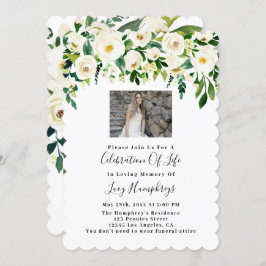 フォトホワイトウォーター色の花のお祝いの生活 招待状