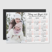 フォトホワイトカレンダー2026ファミリー磁気カード マグネット招待状 (正面/裏面)