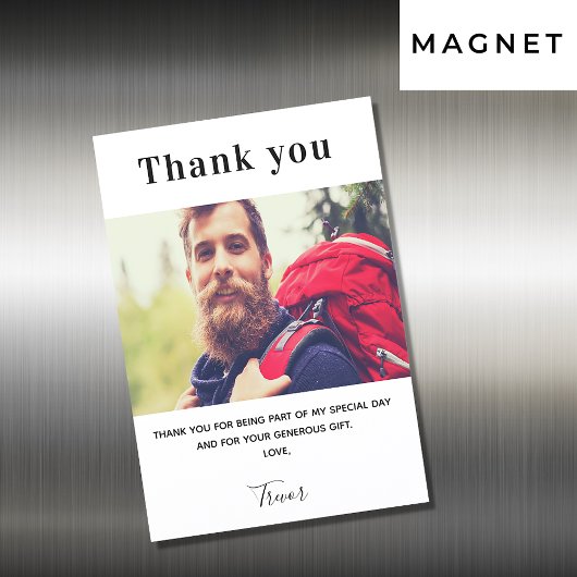 フォトホワイトガイ高級サンキューカード磁石
