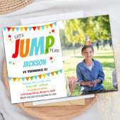 フォトホワイトジャンプ誕生日招待状 招待状