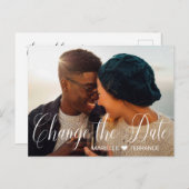 フォトホワイトスクリプトの日付の結婚変更 ポストカード (正面/裏面)
