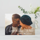 フォトホワイトスクリプトの日付の結婚変更 案内状 (スタンド正面)