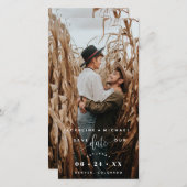 フォトホワイトスクリプトウェディング日付ブックマークを保存 (正面/裏面)