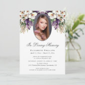 フォトホワイトパープルオーキッド葬儀追悼法会 招待状 (スタンド正面)