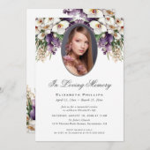 フォトホワイトパープルオーキッド葬儀追悼法会 招待状 (正面/裏面)