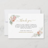 フォトホワイトフローラグリーン金ゴールドの愛の記憶 サンキューカード (正面)