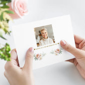 フォトホワイトフローラグリーン金ゴールドの愛の記憶 サンキューカード