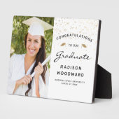 フォトホワイトブラックスクリプト金ゴールド卒業記念 フォトプラーク (側面)