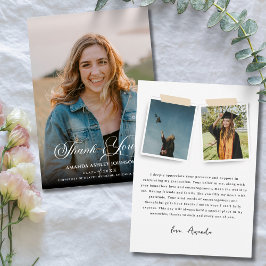 フォトホワイトブラック卒業 サンキューカード