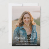 フォトホワイトブラック卒業 サンキューカード (正面)