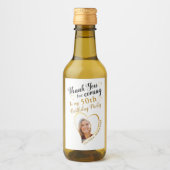 フォトホワイトブラック金ゴールドありがとう50誕生日 ワインラベル (正面)