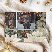 フォトホワイトポインセティアホリデーパーティー シーズンカード