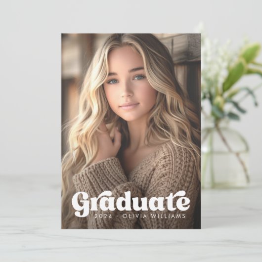 フォトホワイトレトログラード卒業 案内状 (スタンド正面)