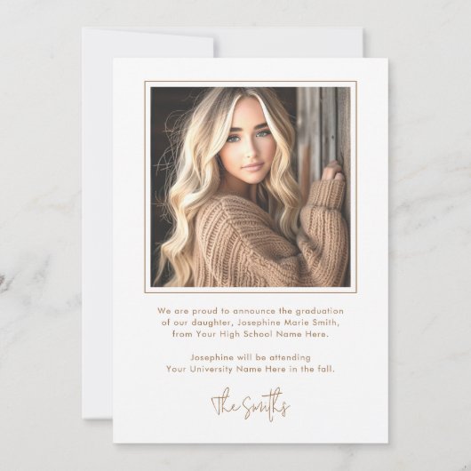 フォトホワイトレトログラード卒業 案内状 (裏面)