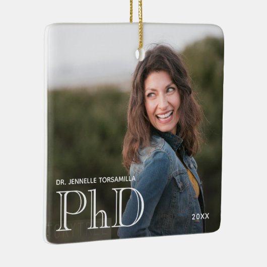 フォトホワイトワード博士号の学位年卒業 セラミックオーナメント (右)