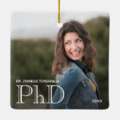 フォトホワイトワード博士号の学位年卒業 セラミックオーナメント (裏面)