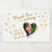 フォトホワイト金ゴールド2023年卒業お願い スパークリングワインラベル (シングルラベル)