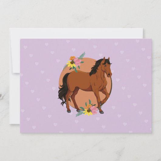 フォトホースライディングパーティー招待状ポニーパープル 招待状 (裏面)