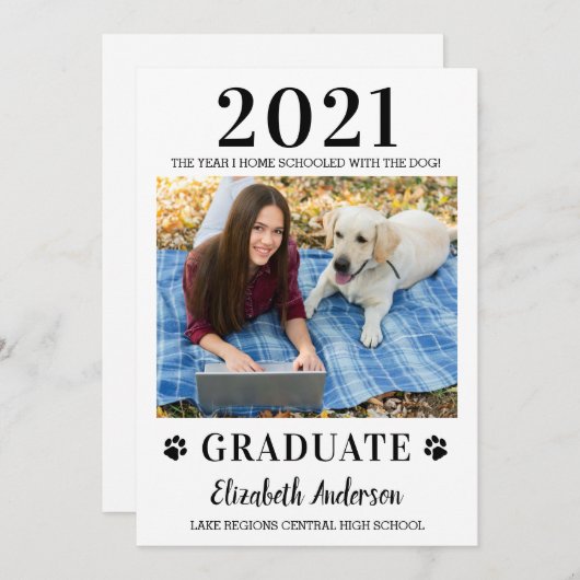 フォトホームおもしろいスクール犬クラス2021卒業生 案内状 (正面/裏面)