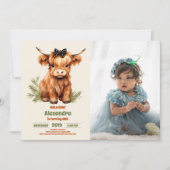 フォトホーリーカウハイランド第1回誕生日 招待状 (正面)