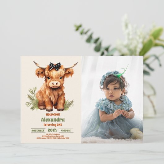 フォトホーリーカウハイランド第1回誕生日 招待状 (スタンド正面)