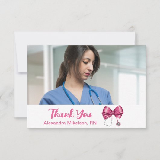 フォトボウ聴診器看護学校卒業生 サンキューカード (正面)
