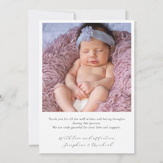 フォトボタニカルフローラモノグラムレターA誕生アン 案内状 (裏面)