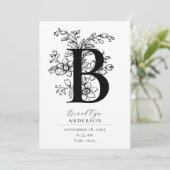 フォトボタニカルフローラモノグラムレターB誕生 案内状 (スタンド正面)