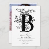 フォトボタニカルフローラモノグラムレターB誕生 案内状 (正面/裏面)