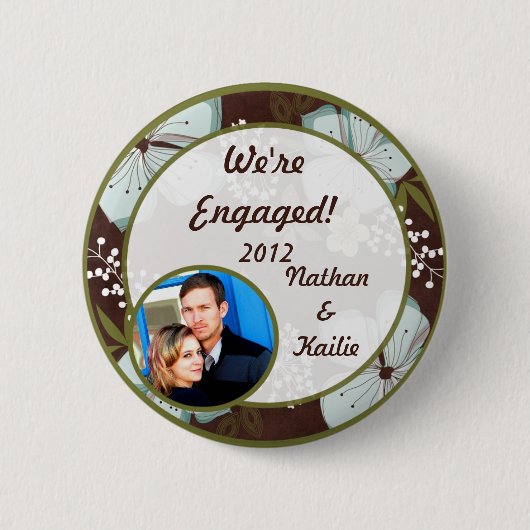 フォトボタンハワイアンブルーフラワー 缶バッジ (正面)